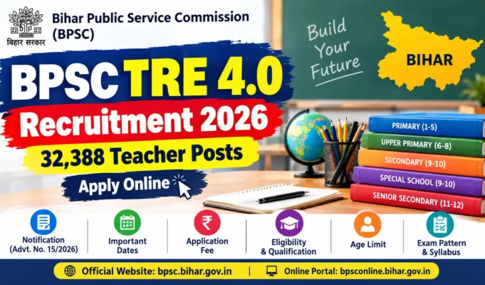 BPSC TRE 4.0 Recruitment 2026: 32308 Teacher Posts, Apply Online, Fee, Eligibility, Exam Pattern BPSC TRE 4.0 Recruitment 2026