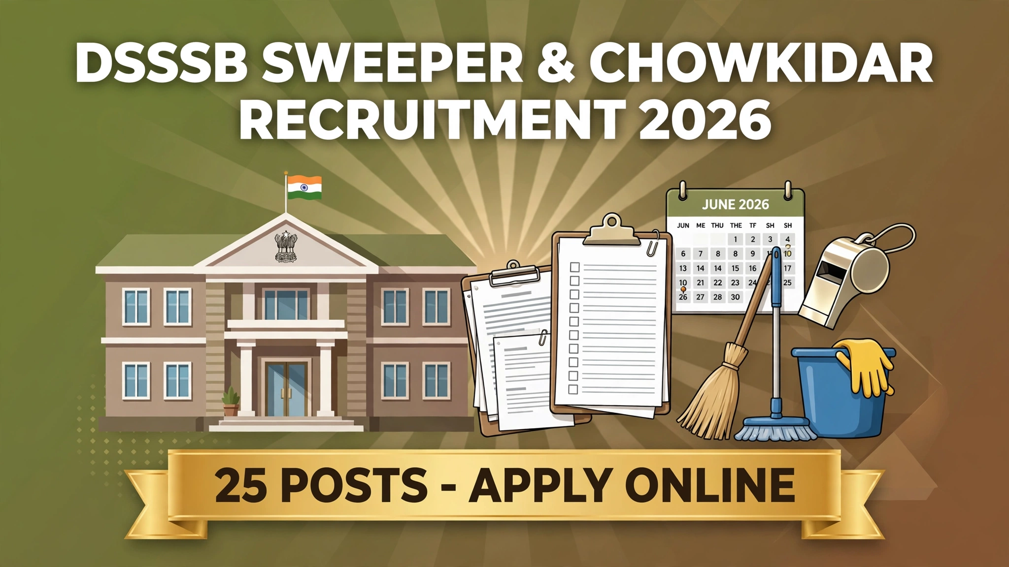 DSSSB Sweeper Chowkidar Recruitment 2026 – 25 posts, eligibility, dates and apply online